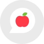 Icono de bocadillo de texto con una manzana dentro