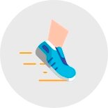 Icono de un pie en movimiento