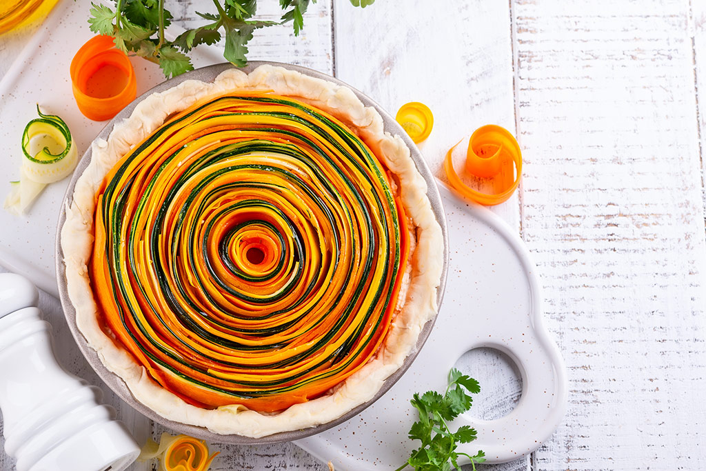 Imagen de un plato de comida con forma de espiral