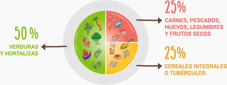 Porcentajes para alimentación equilibrada en comidas y cenas